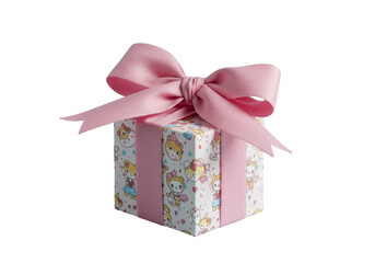 Charming Holiday Gift Box with Festive Red and Green Bow. Isolated on transparent background, png