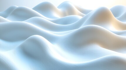 Obraz premium Abstract white wave landscape, smooth texture, soft light, background design, website banner.