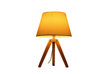 Stylish modern table lamp with tripod legs. PNG