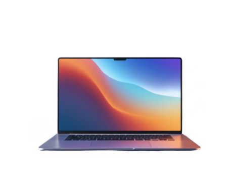 Laptop with Open Screen Displaying Minimal Interface – Transparent PNG