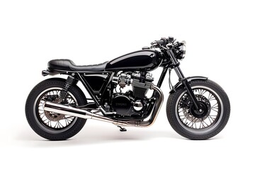 Stylish black motorcycle isolated on white background