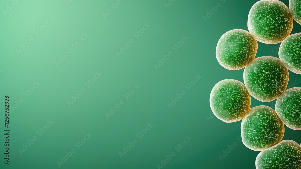 Aufkleber marine life microscopic idea. green microscopic bacteria on a soft gradient background, showcasing c