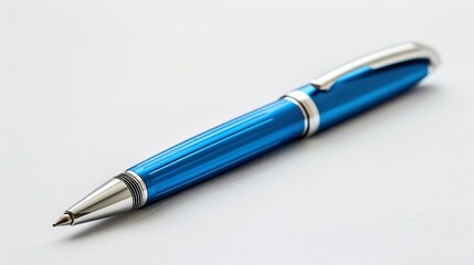 Stylish blue pen isolated on white background