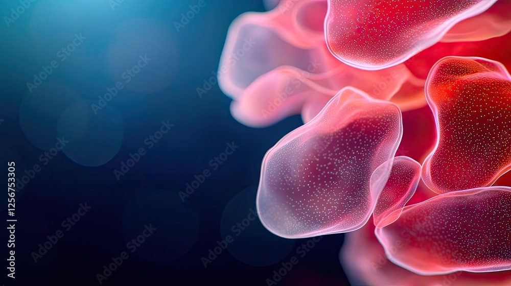 Poster microscopic ocean life idea. abstract close-up of vibrant cellular structures with glowing effects.