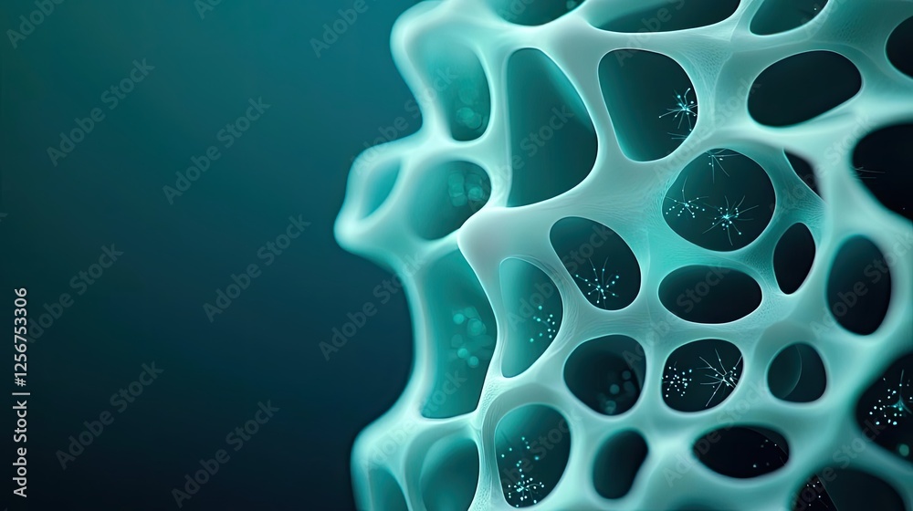 Aufkleber Microscopic ocean life idea. Close-up of an abstract structure resembling cellular patterns and organic forms.