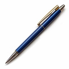 Stylish blue pen on white background