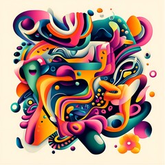 Abstract colorful shapes composition, vibrant design, artistic background, potentially for use in graphic design