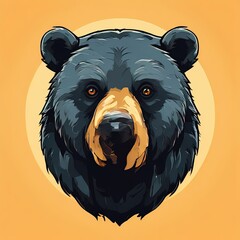 the AI Image Generator, Illustrated Portrait of a Black Bear Against a Warm