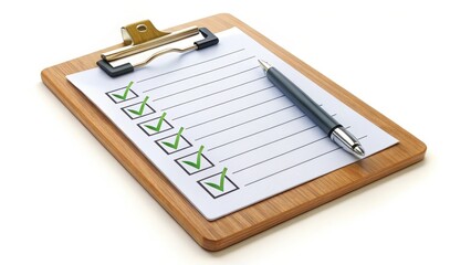 Checklist on Clipboard with Pen