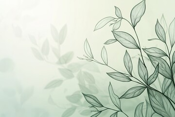 Delicate botanical illustration leaves and shadows