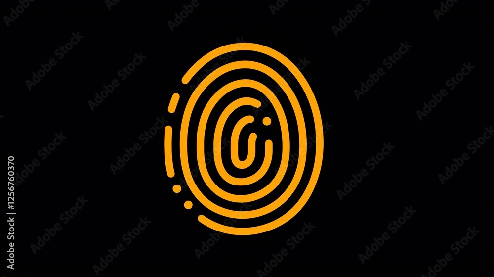 Poster abstract fingerprint security icon; dark background