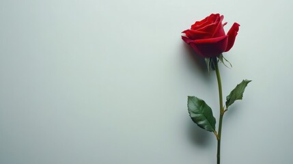 Obraz premium A single red rose on a minimalistic background.