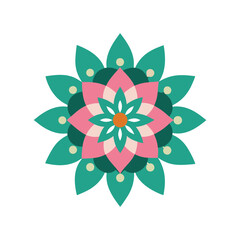 Fototapeta premium Colorful Mandala Design with simplified colors and a white background