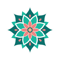 Obraz premium Colorful Mandala Design with simplified colors and a white background