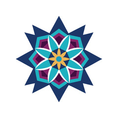 Colorful Mandala Design with simplified colors and a white background