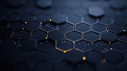 Naklejka premium Hexagonal abstract metal background with glowing elements, futuristic design perfect for industrial or modern digital themes. 