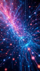 Fototapeta premium Abstract Data Network Visualization with Glowing Nodes and Interconnected Lines