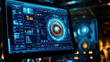 Fototapeta premium Futuristic Technology Interface: A Glimpse into Advanced Computing