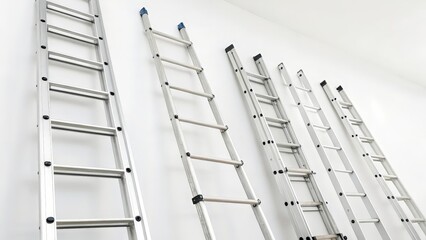 Aluminum Ladders on White Background