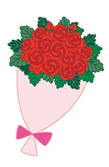 Hand drawn illustration material: Bouquet of red roses