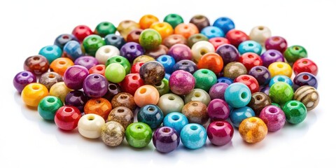 Colorful Wooden Beads on White Background
