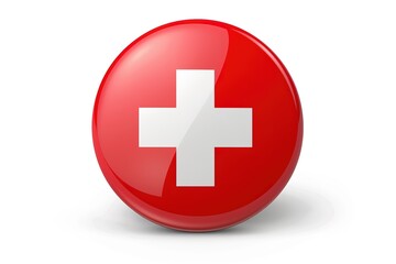 Obraz premium Red circle with a white cross symbol