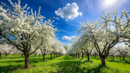 Blossoming Orchard in Springtime