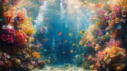 Obraz premium Vibrant Underwater Coral Reef Ecosystem