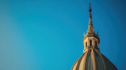 Mole Antonelliana, its majestic spire reaching into the blue sky, standing as a symbol of Turin's rich history and architecture
