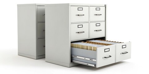 Lateral Filing Cabinets on White Background