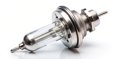 Metal, Glass, Electrical Component on White Background