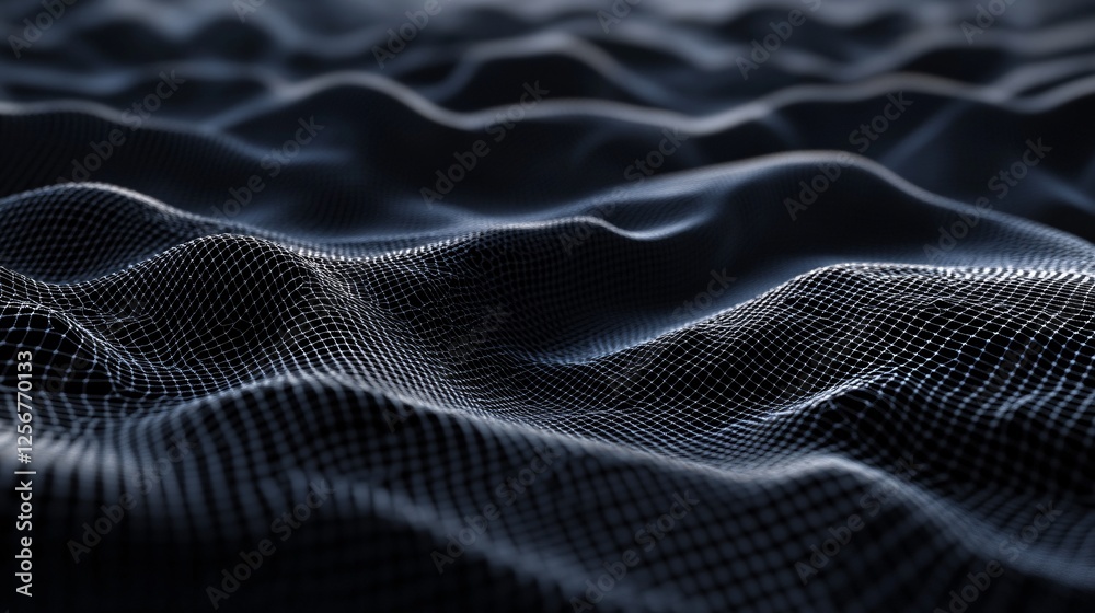 Aufkleber abstract dark wavy grid background with depth of field