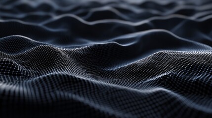 Abstract dark wavy grid background with depth of field