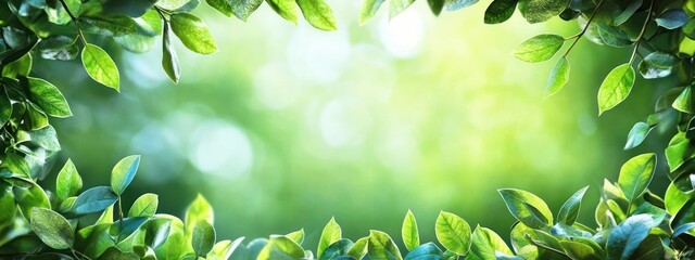 Obraz premium Green leaves on a tree branch