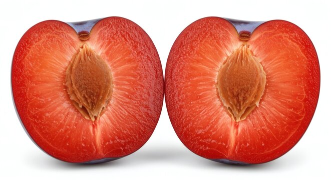 Vibrant Governor's Plum with Rich Dark Red Pulp on White Background