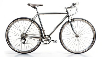 Silver Bicycle on White Background