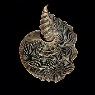 recommend clip art: Abstract spiral shell design on black background. Possible use Graphic design, art print