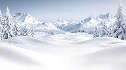 Snowy mountain range winter landscape, serene background