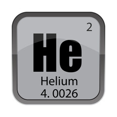 He element tile. Helium name display. Vector number 2. Atomic 4.0026 mass.