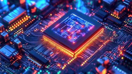 Obraz premium Holographic Quantum Interface Displaying Dynamic Quintessential Discovery