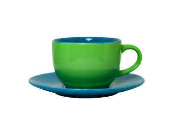 Taza verde plato azul