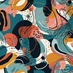 Naklejka premium Abstract organic shapes create a modern and colorful seamless pattern on a background