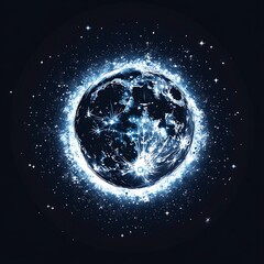 Earth in a glowing cosmic halo