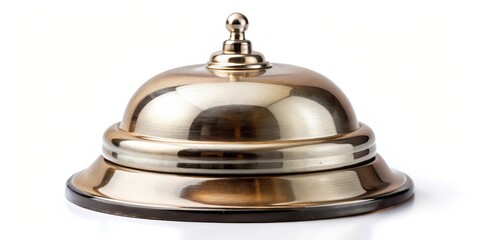 Brass Service Bell on White Background