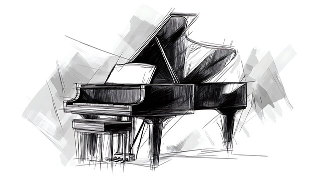 Abstract sketch of a grand piano