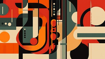 Obraz premium Abstract Jazz Music Composition, Vivid Colors, Graphic Design, Background for Music Posters, Prints