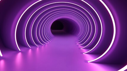 Naklejka premium Purple neon tunnel, abstract background, futuristic design, website banner.