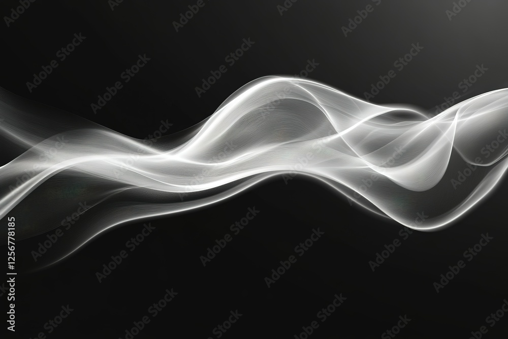 Poster abstract luminous waves flow against a dark background creating a sense of movement