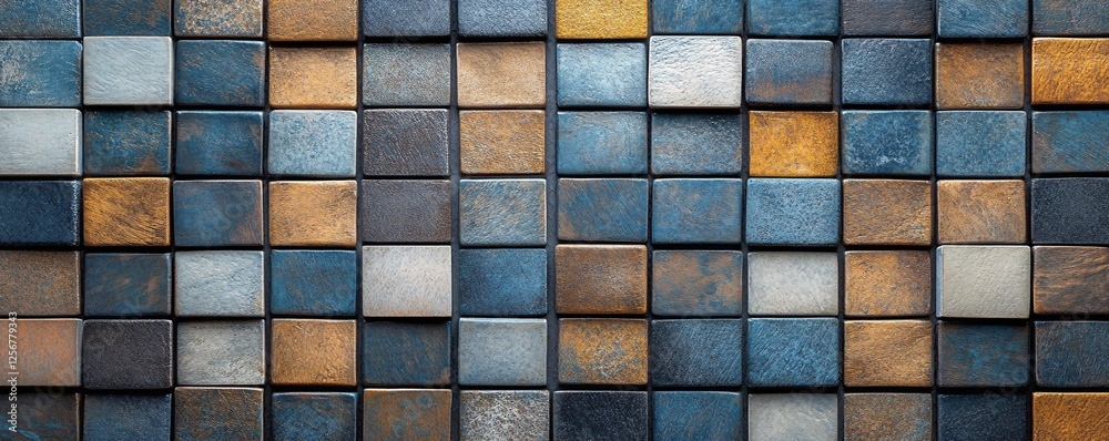 Aufkleber Textured mosaic tiles forming colorful abstract pattern background