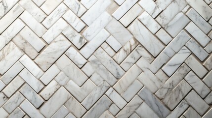 Elegant herringbone marble tile installation modern home interior design bright atmosphere overhead view aesthetic appeal